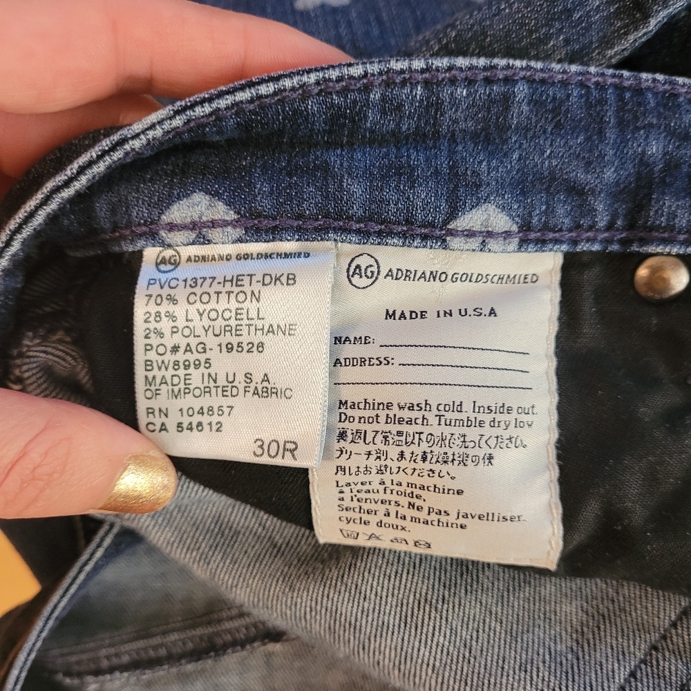 Adriano Goldschmied The Stevie Ankle Slim Straight Leg Hearts Print Jeans - 30R - Picture 4 of 7